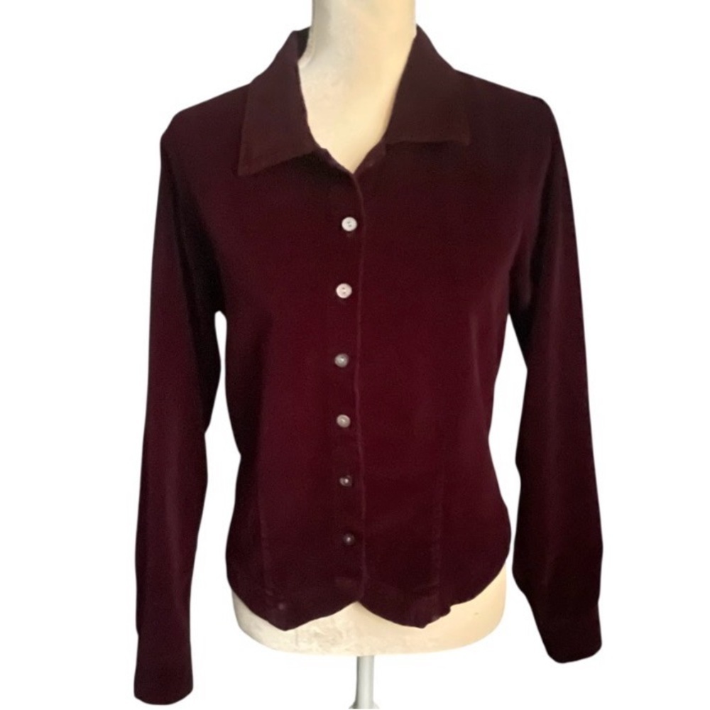 Woolrich 100% Burgundy Cotton Velvet Button-Up Shirt Sz M
